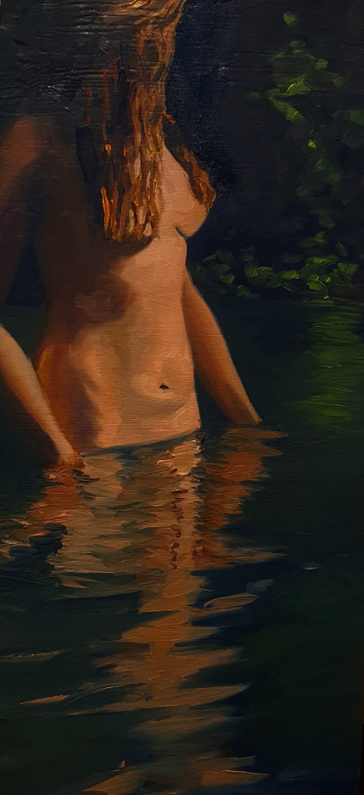 Bathing nude oil painting on panel by rachel climo olieverf op paneel schilderij van badende vrouw