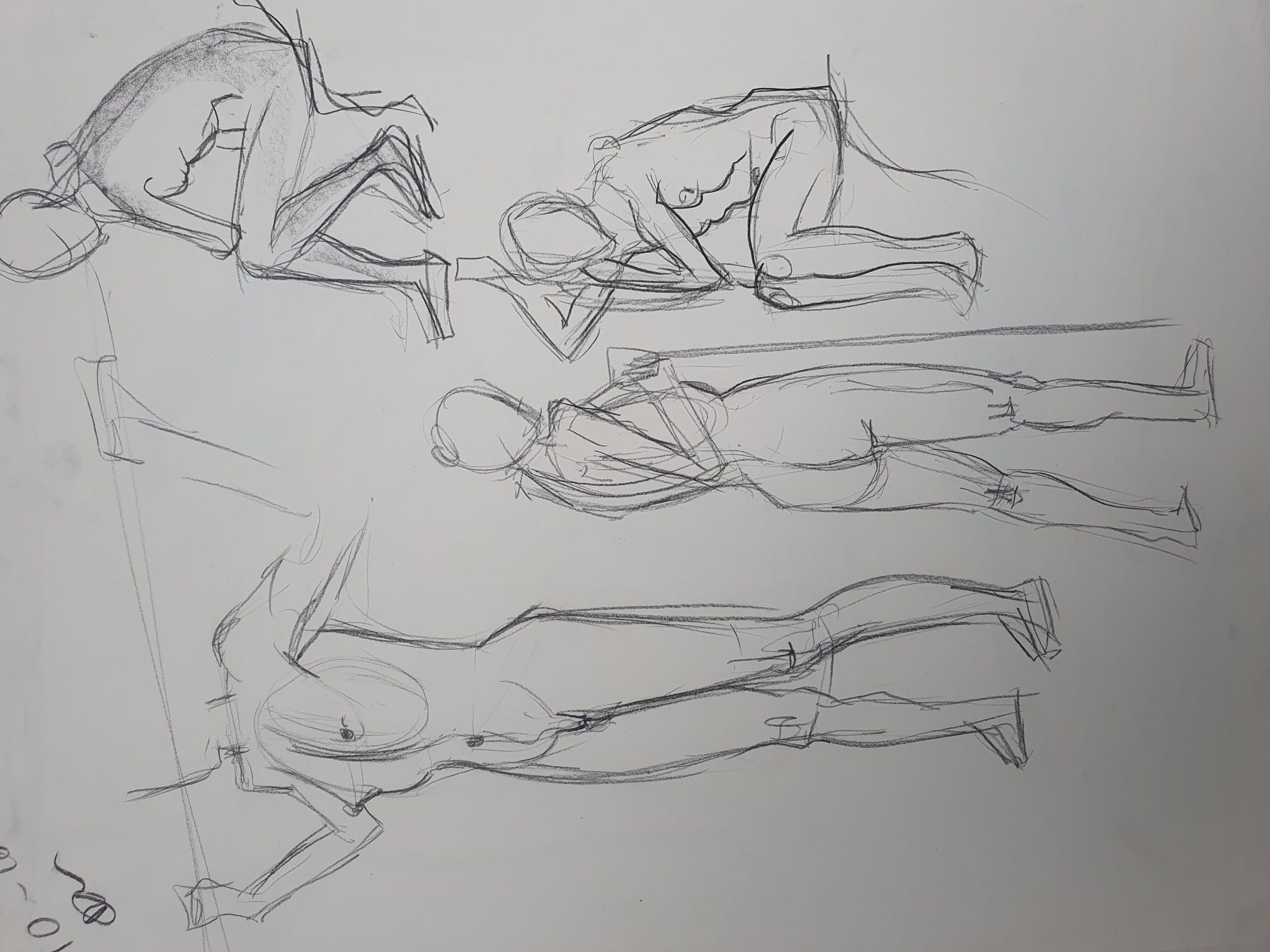 Modeldrawing charcoal on paper