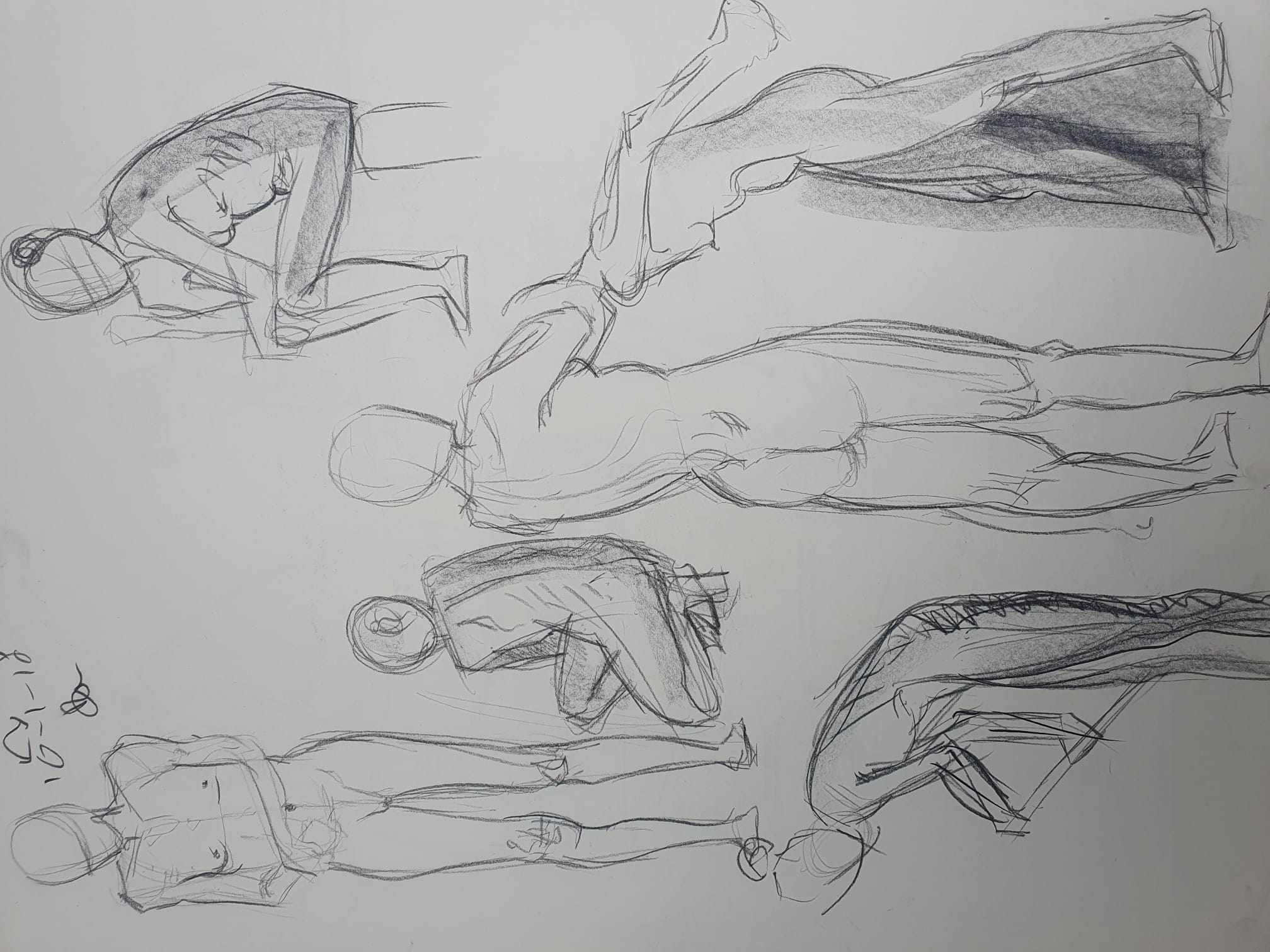 Modeldrawing charcoal on paper