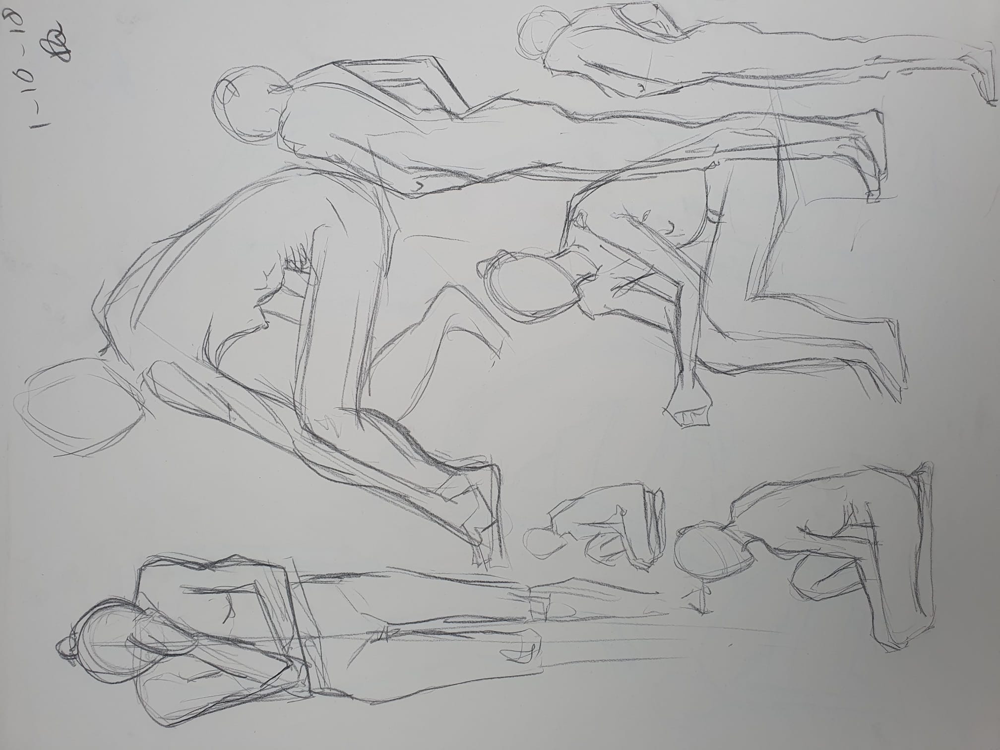 Modeldrawing charcoal on paper