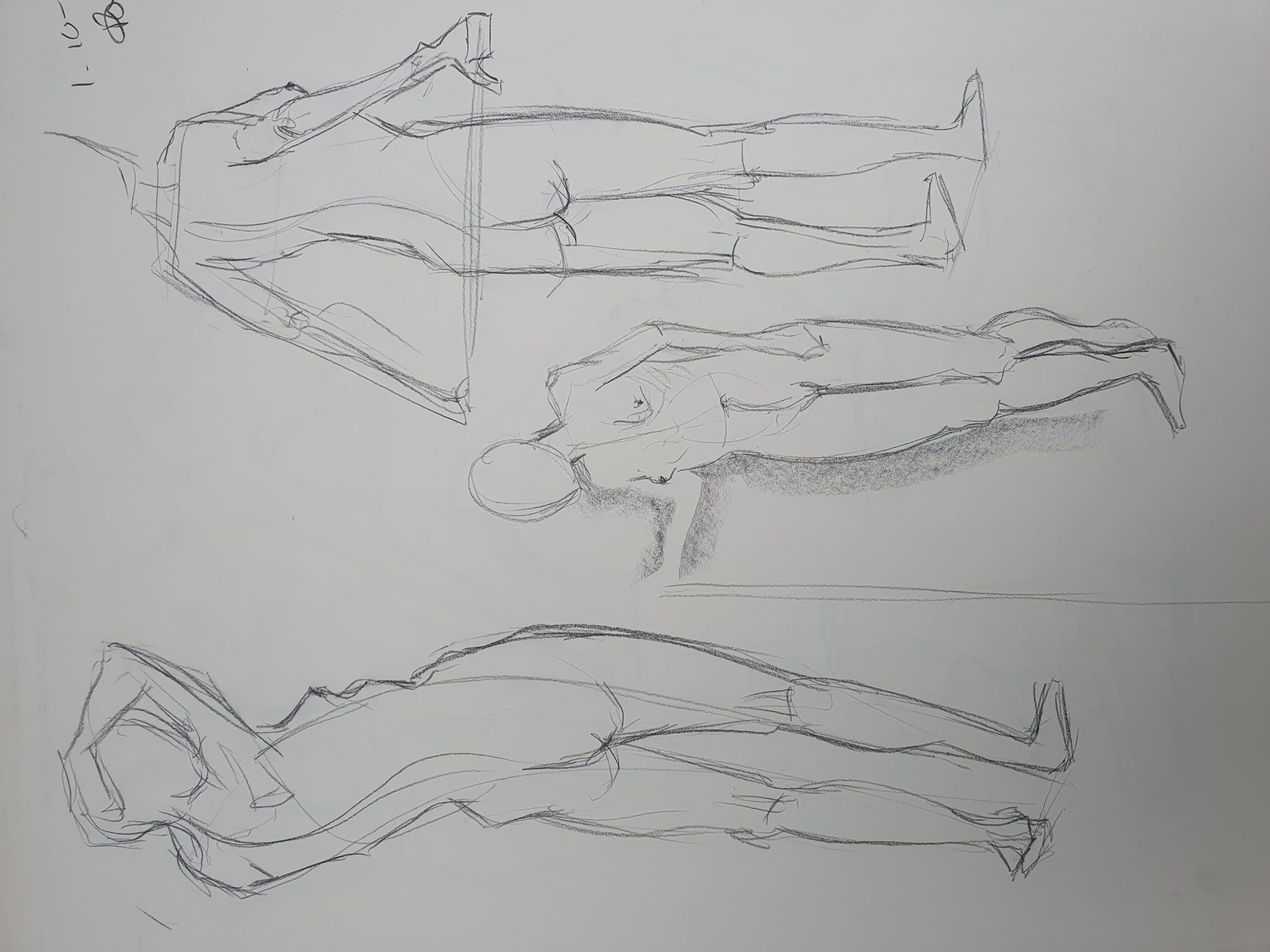 Modeldrawing charcoal on paper