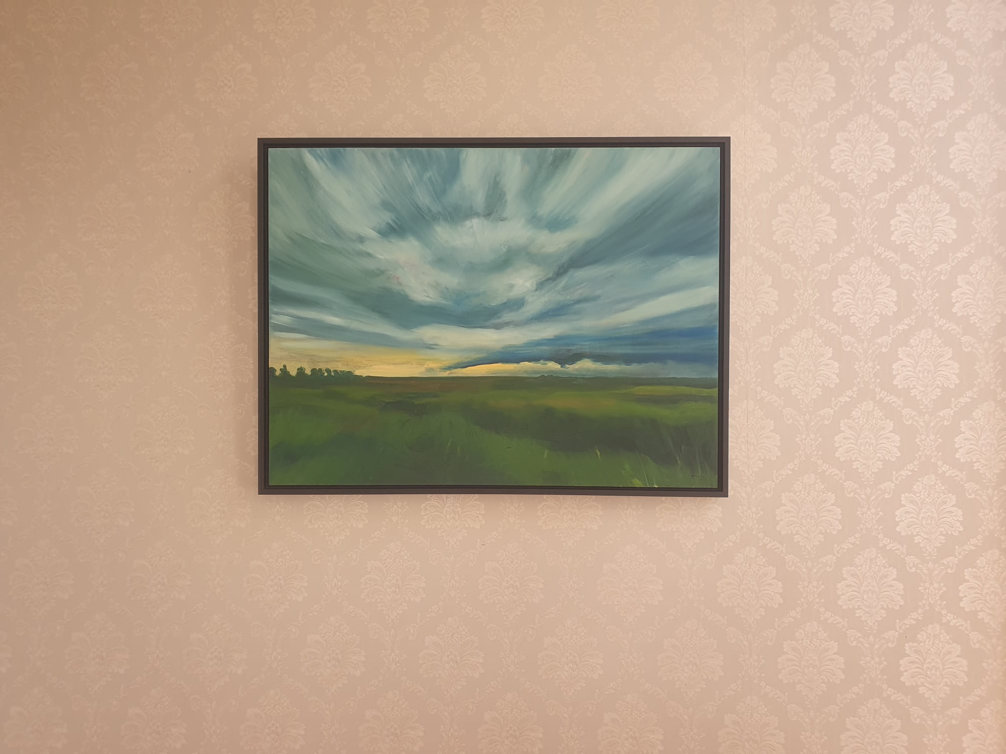 Stormlucht onlanden olie op paneel Rachel Climo buitensalon pictura