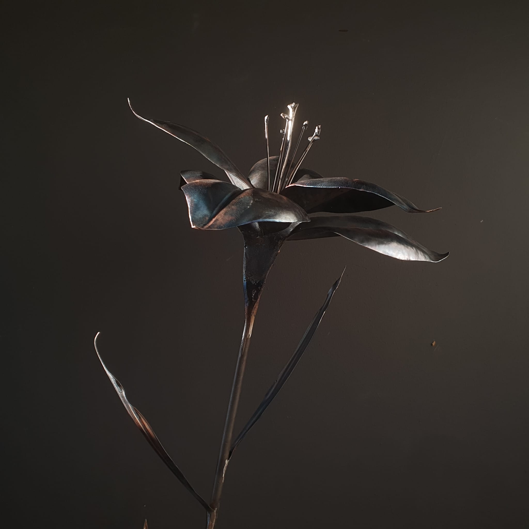 Lily metalartwork Rachel Climo metalwork lelie metaal