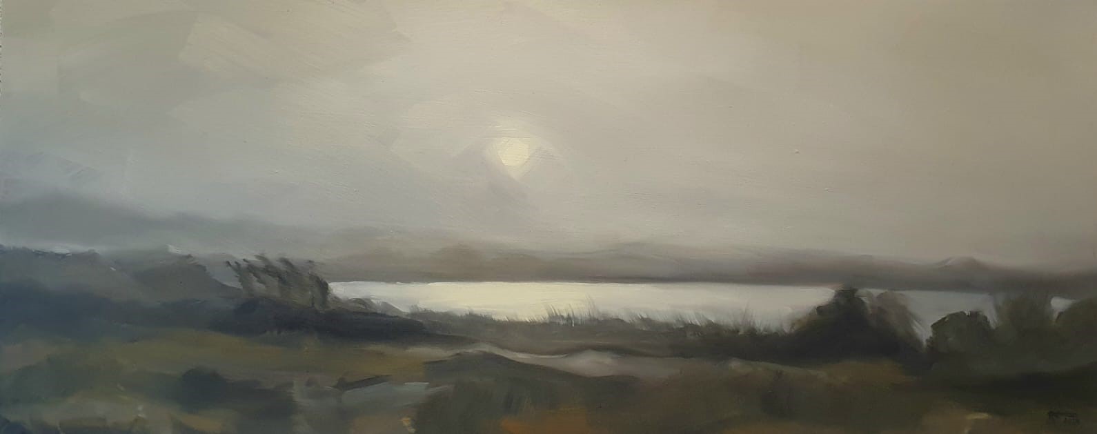 unlands in the mist onlanden in de mist drenthe rachel climo olieverf op paneel