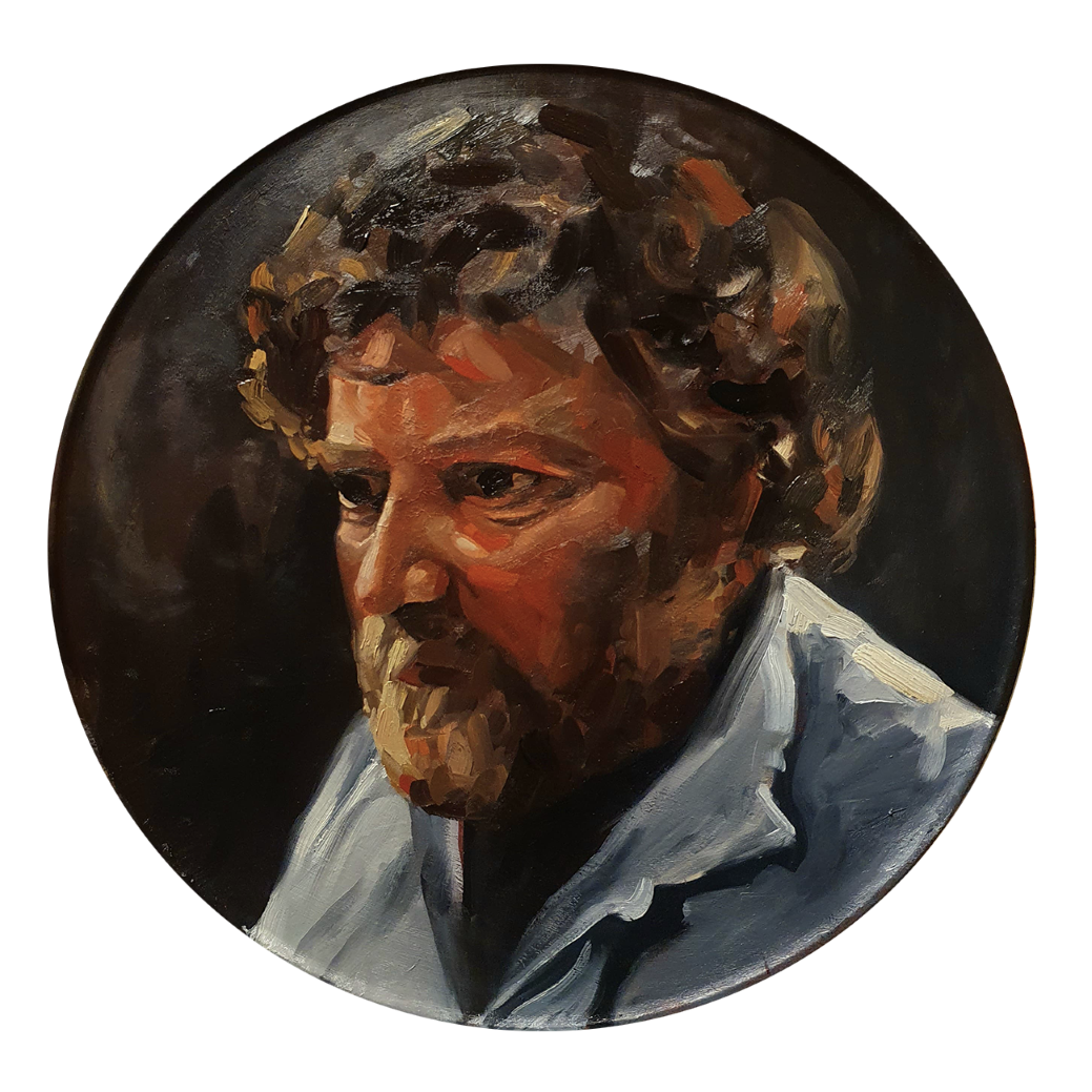 Job painting oil on panel Rachel Climo olieverfschilderij Job oude man