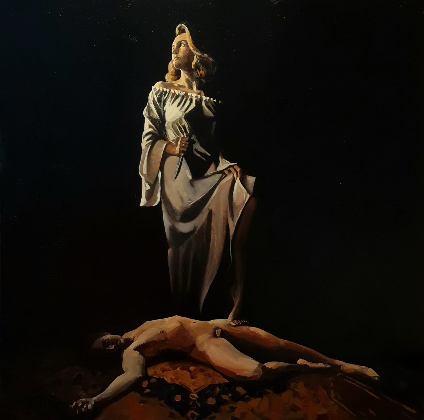 Lucretia Lucretia painting oil on panel by Rachel Climo painting about violence against women