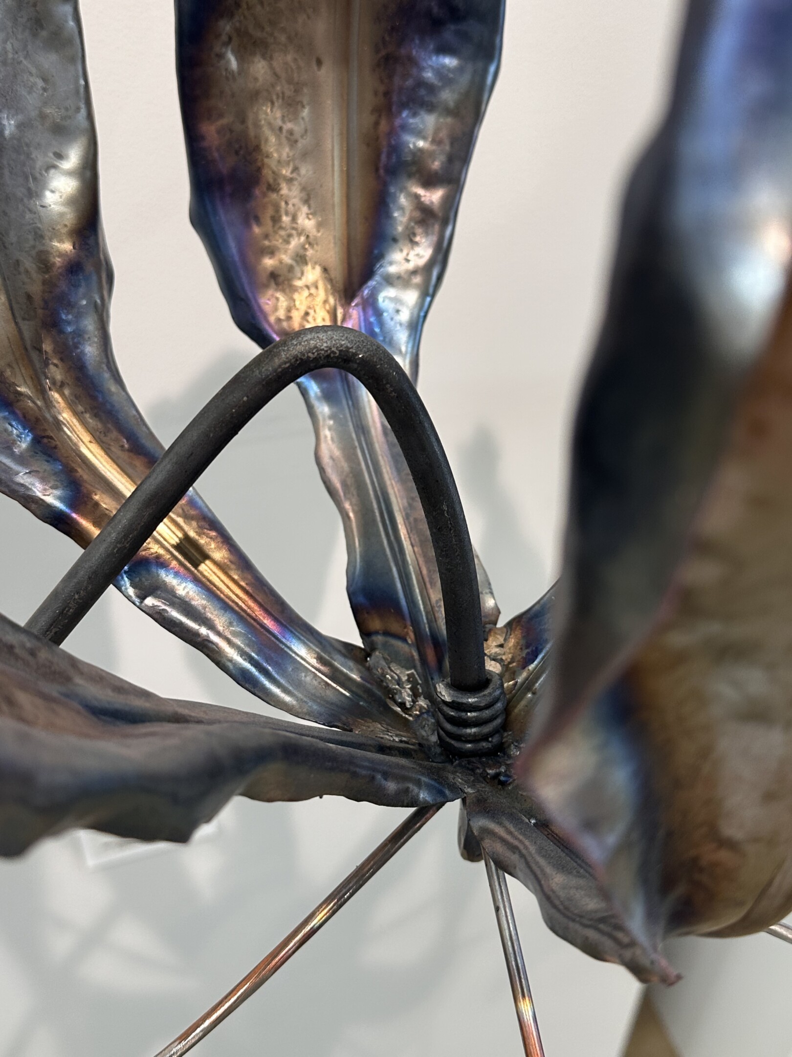 Flame lily gloriosa superba flower metalart made out of metal by artist rachel climo