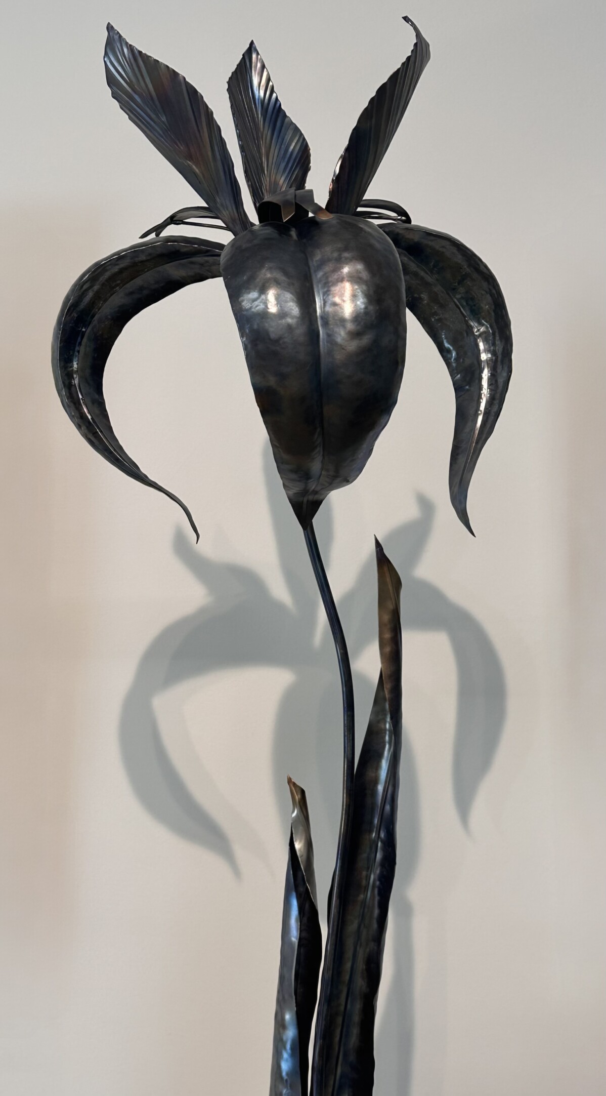 Siberian Iris / Iris siberica flower out of sheet metal made by artist Rachel Climo