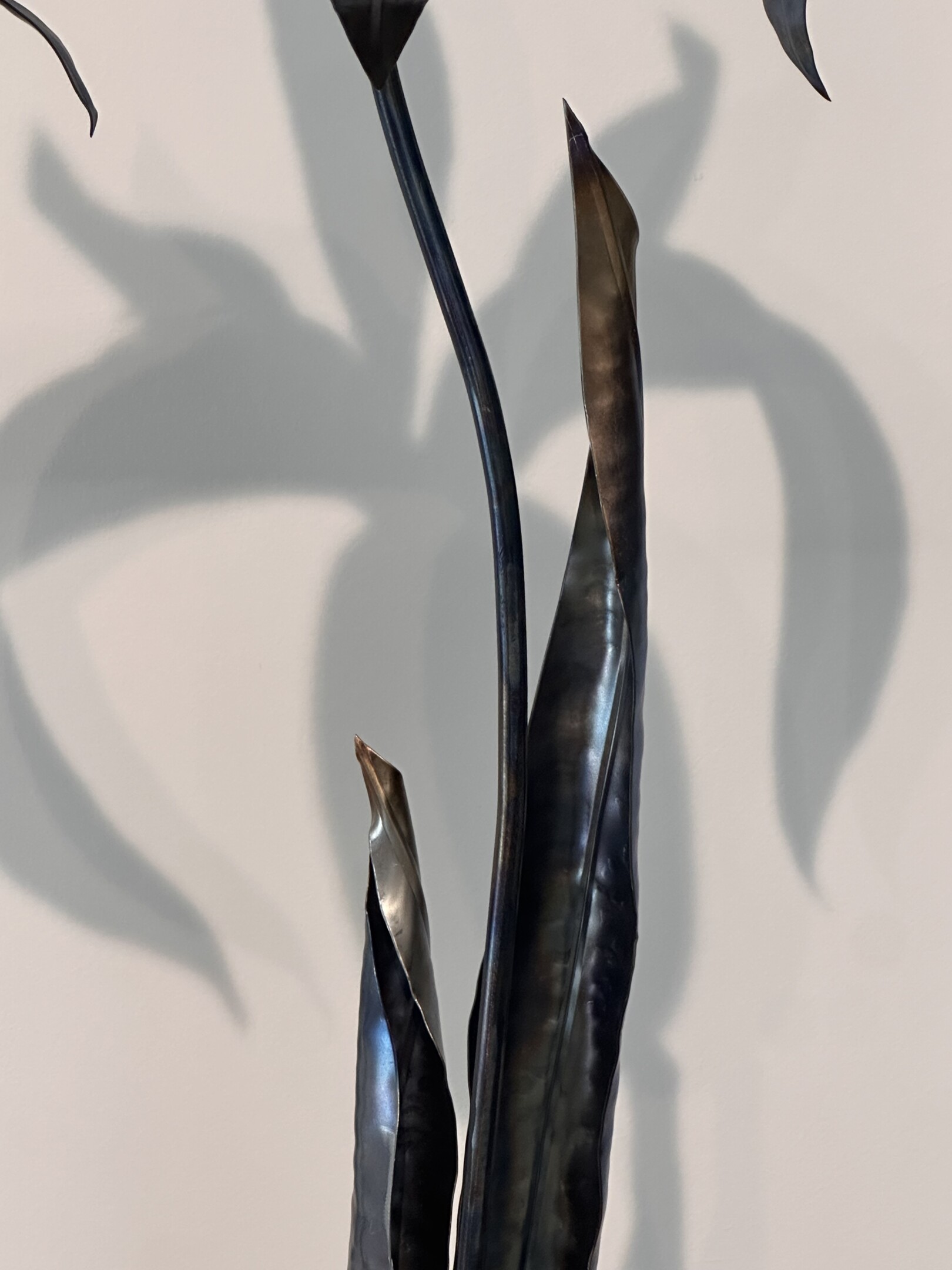 Siberian Iris / Iris siberica flower out of sheet metal made by artist Rachel Climo