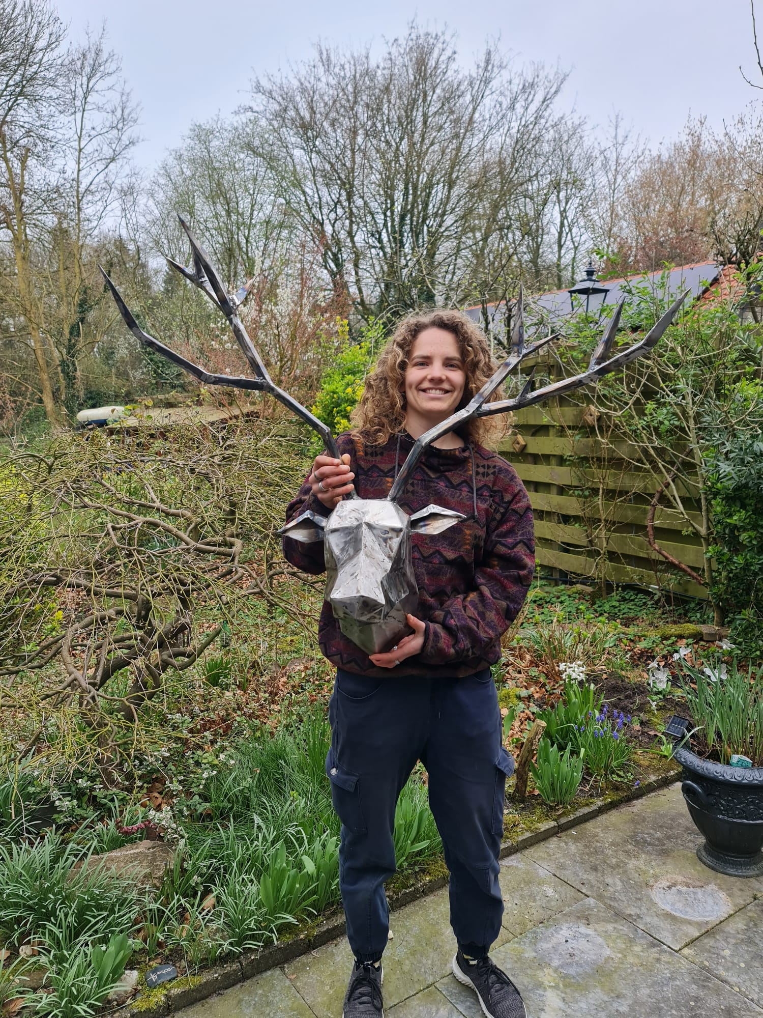 Deer head metalwork metalart by artist Rachel Climo metalartwork